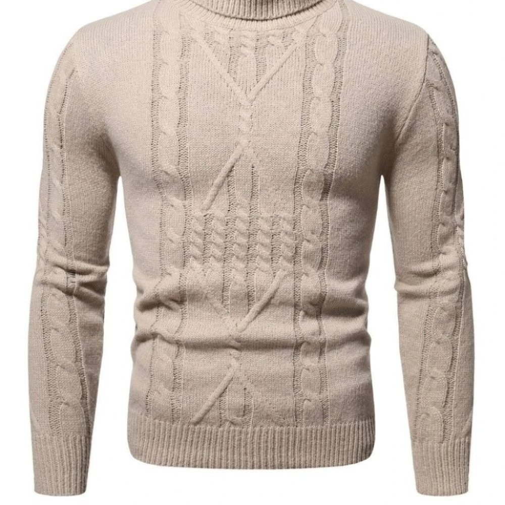 Khaki Mens Turtle Neck Sweater - Picture 2 of 5